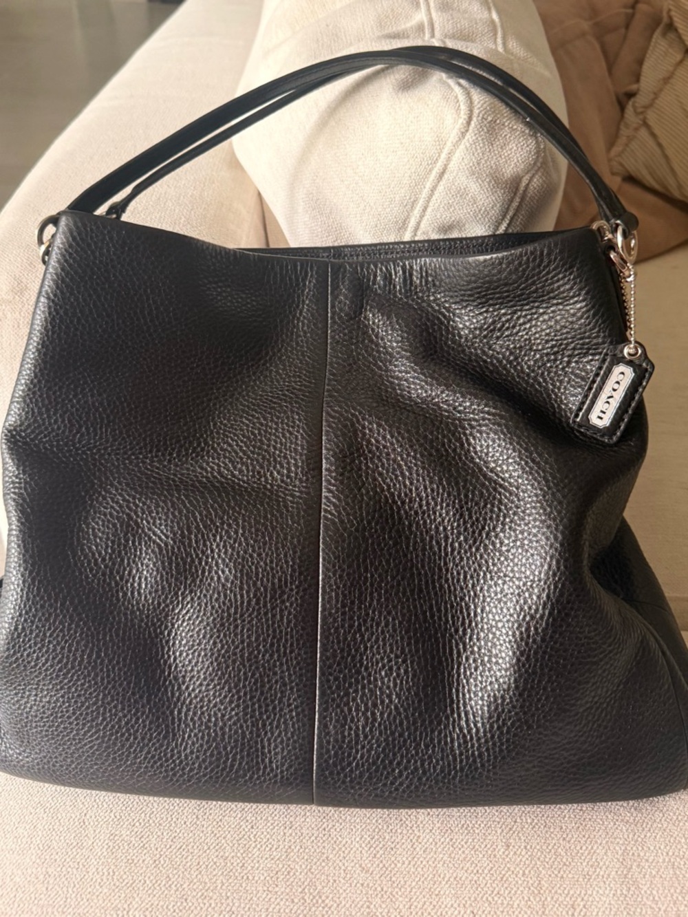 Coach Black Pebbled Leather Shoulder Hobo with Tag
